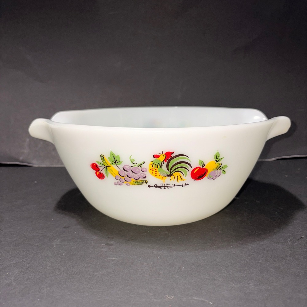 Vintage Anchor Hocking Fire King Chanticleer Milk Glass Mixing Bowl 11.75" x 10" - Picture 6 of 16